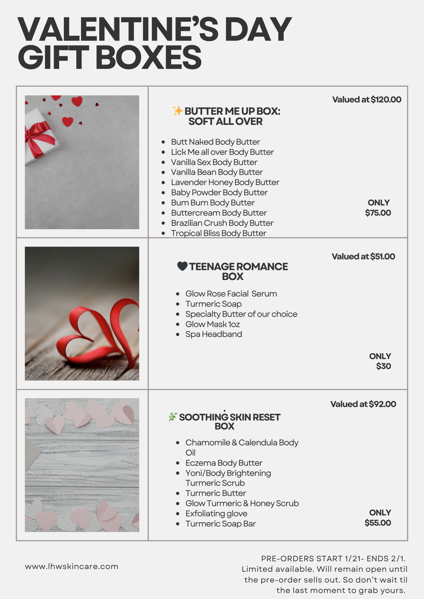 Valentine's Day Gift Boxes (PRE-ORDER. Limited supply)